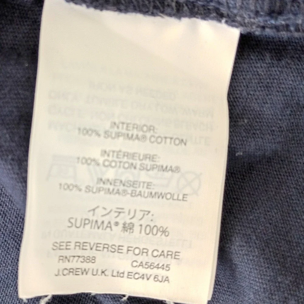 J Crew Navy Blue V Neck Short Sleeve 100% Supima Cotton T Shirt Top XS‎